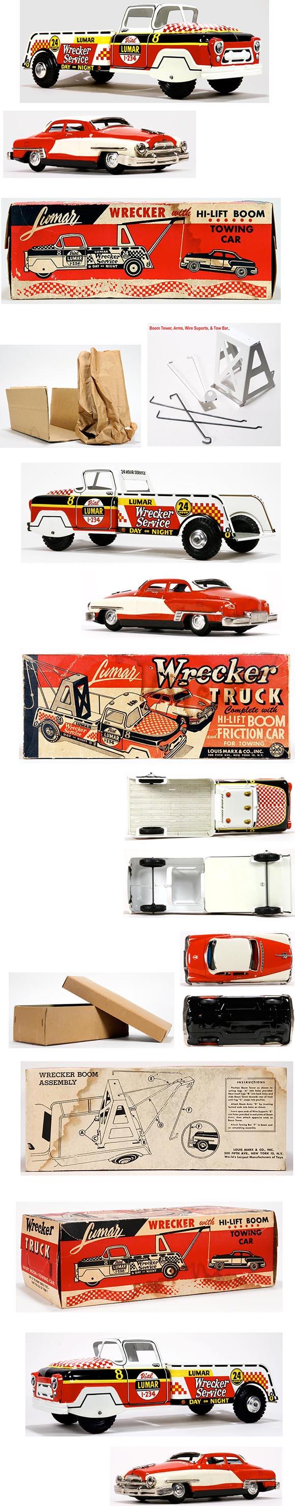 1957 Marx, Lumar Wrecker Truck with Linemar Car (Red) in Original Box